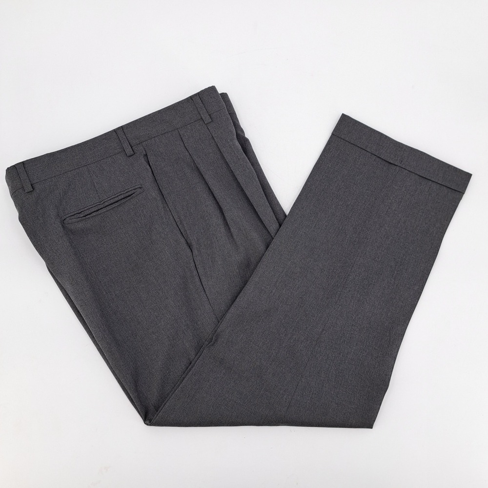 JOS A BANK Signature Collection Mens Gray Flat Front Dress Pants Pleated 36x30